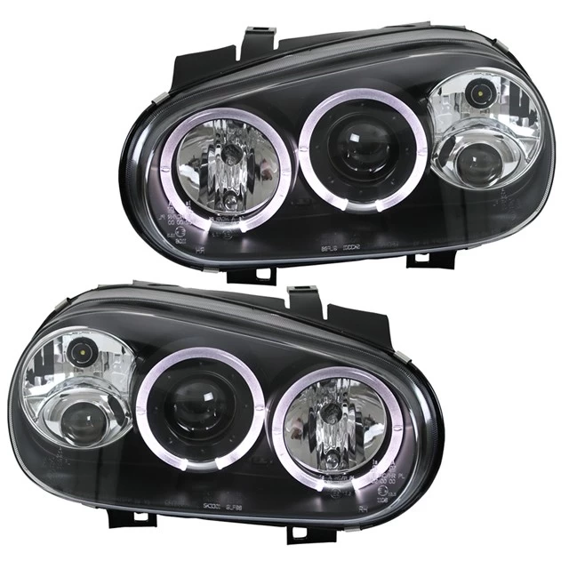 Scheinwerfer Angel Eyes Für VW Golf 4 Bj. 97-03 Schwarz 3 Scheinwerfer Angel Eyes Für VW Golf 4 Bj. 97-03 Schwarz