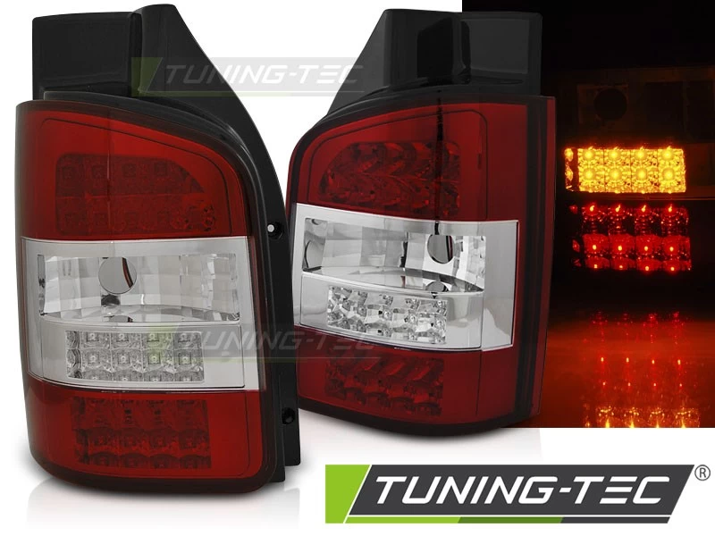 LED Rückleuchten Für VW T5 Bj. 03-09 Rot/Chrom (Flügeltüren) 4 LED Rückleuchten Für VW T5 Bj. 03-09 Rot/Chrom (Flügeltüren) – Bild 2