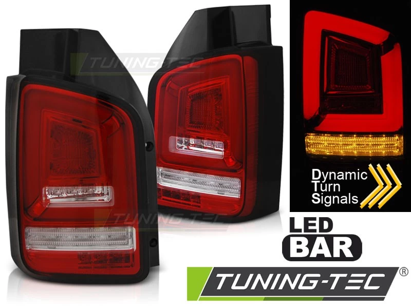 Voll LED Lightbar Rückleuchten Für VW T5 Bj. 03-09 Rot/Chrom Dynamischer Blinker (Flügeltüren) 4 Voll LED Lightbar Rückleuchten Für VW T5 Bj. 03-09 Rot/Chrom Dynamischer Blinker (Flügeltüren) – Bild 2