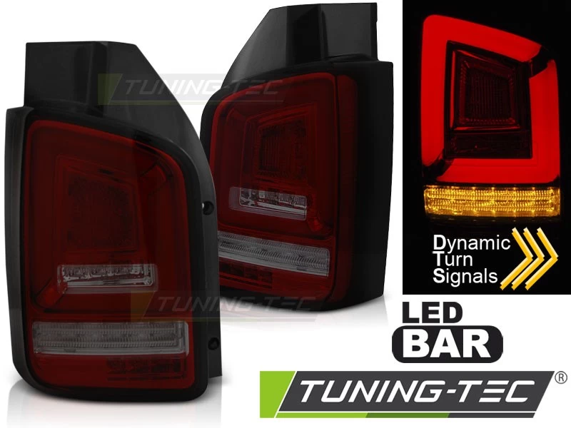 Voll LED Lightbar Rückleuchten Für VW T5 Bj. 03-09 Rot/Smoke Dynamischer Blinker (Flügeltüren) 4 Voll LED Lightbar Rückleuchten Für VW T5 Bj. 03-09 Rot/Smoke Dynamischer Blinker (Flügeltüren) – Bild 2