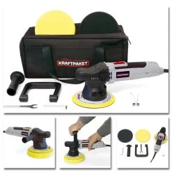Dino KRAFTPAKET 640220 Exzenter Poliermaschine 9mm Profi Set 1600-6400U/min