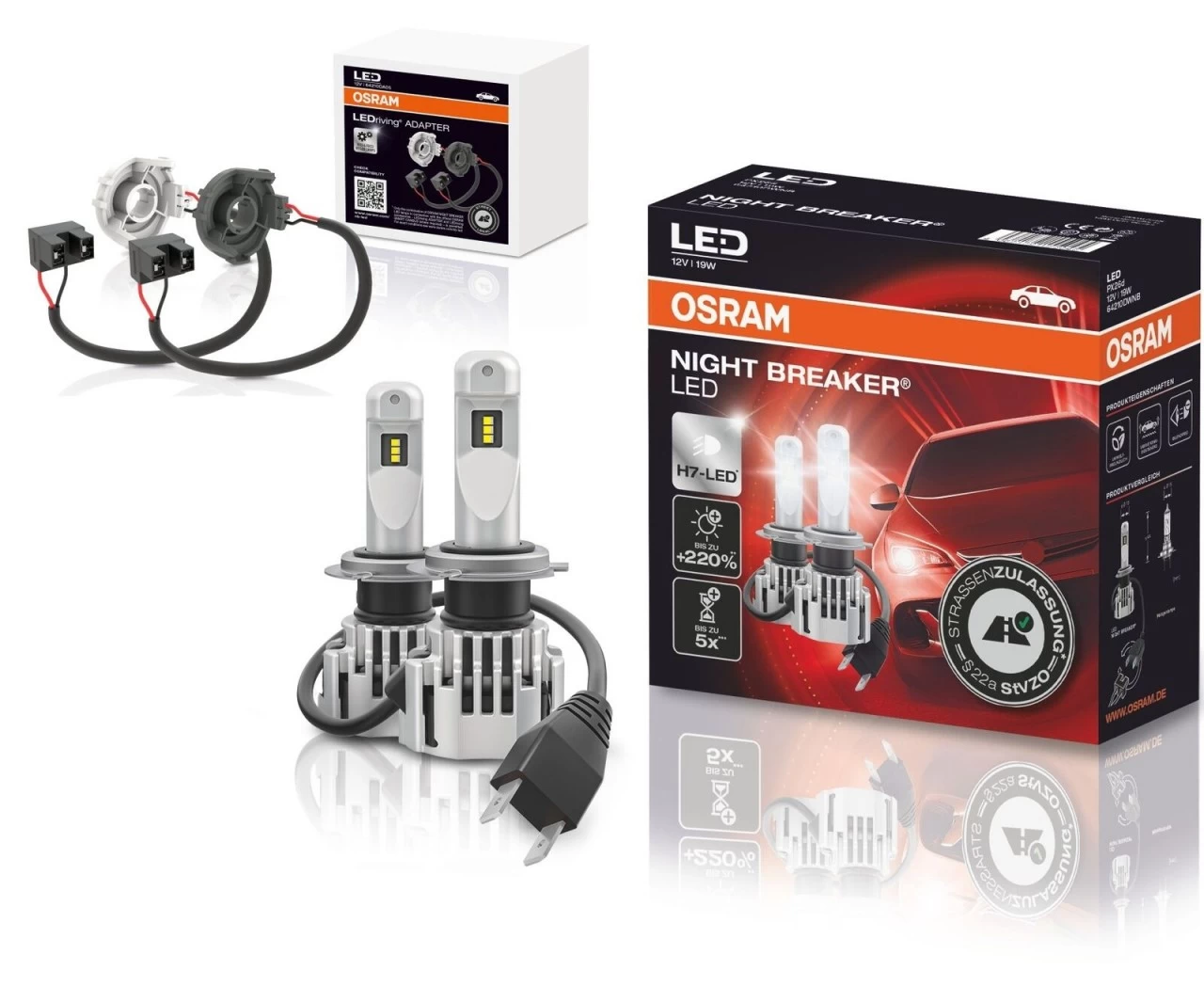 OSRAM Night Breaker H7 LED Nachrüstlampen + Adapter Für Mercedes W447 Vito V-Kl. 3 OSRAM Night Breaker H7 LED Nachrüstlampen + Adapter Für Mercedes W447 Vito V-Kl.