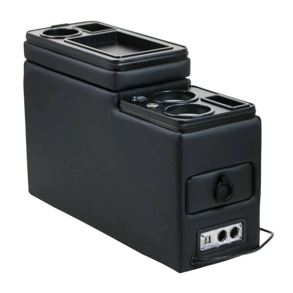 Black Edition USB Mittelkonsole Staufach Für Ford Tourneo Custom Mit LED Schwarz Glänzend 4 Black Edition USB Mittelkonsole Staufach Für Ford Tourneo Custom Mit LED Schwarz Glänzend – Bild 2