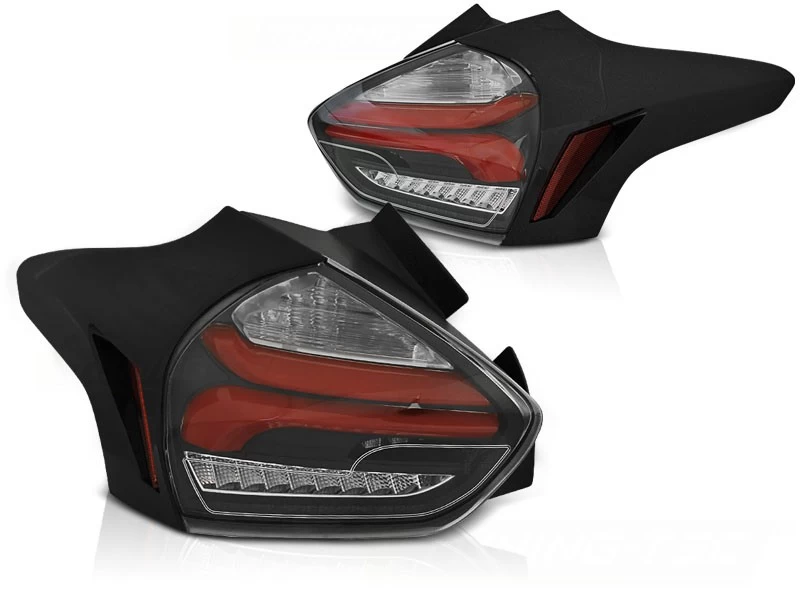 LED Lightbar Rückleuchten Für Ford Focus MK3 Bj. 15-18 Schwarz/Rot Dynamischer Blinker 5 LED Lightbar Rückleuchten Für Ford Focus MK3 Bj. 15-18 Schwarz/Rot Dynamischer Blinker – Bild 3