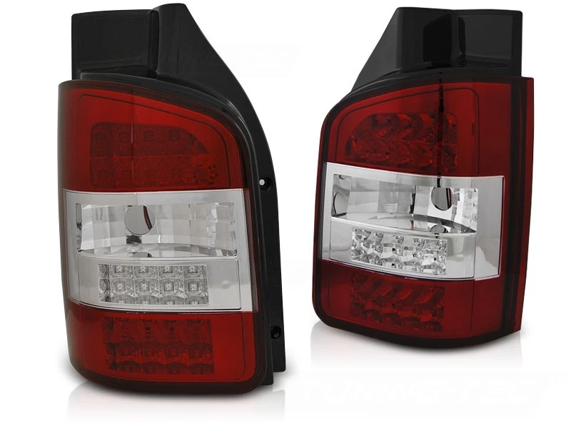 LED Rückleuchten Für VW T5 Bj. 03-09 Rot/Chrom (Flügeltüren) 5 LED Rückleuchten Für VW T5 Bj. 03-09 Rot/Chrom (Flügeltüren) – Bild 3