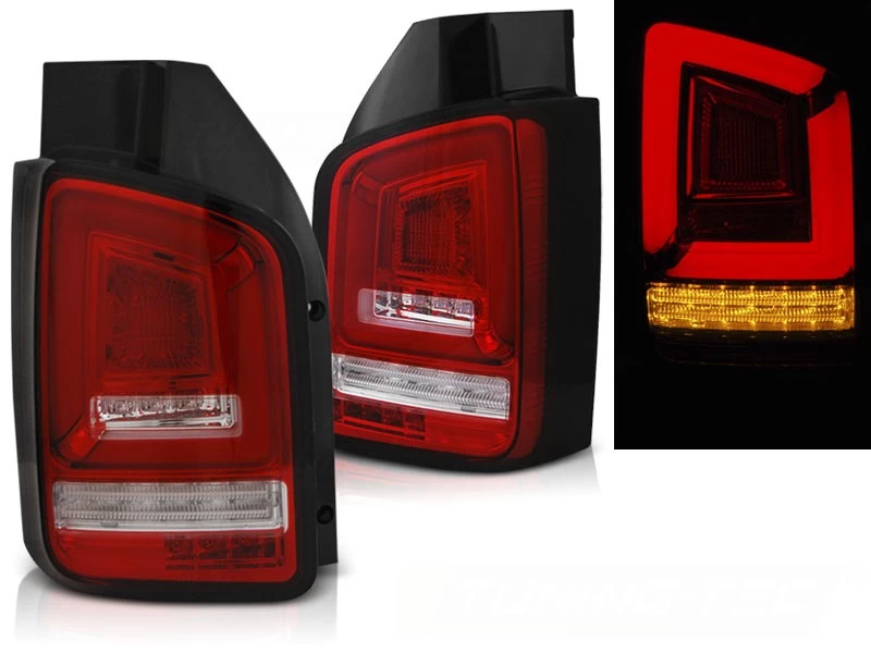 Voll LED Lightbar Rückleuchten Für VW T5 Bj. 03-09 Rot/Chrom Dynamischer Blinker (Flügeltüren) 3 Voll LED Lightbar Rückleuchten Für VW T5 Bj. 03-09 Rot/Chrom Dynamischer Blinker (Flügeltüren)