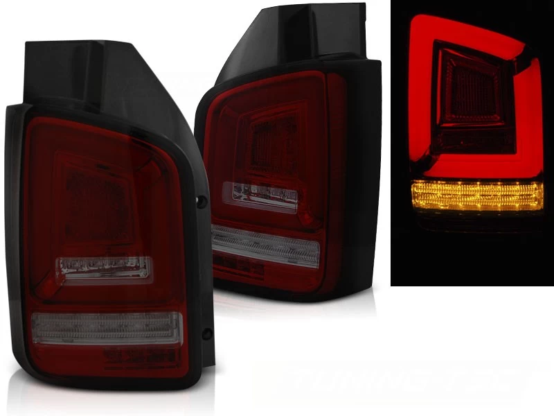 Voll LED Lightbar Rückleuchten Für VW T5 Bj. 03-09 Rot/Smoke Dynamischer Blinker (Flügeltüren) 3 Voll LED Lightbar Rückleuchten Für VW T5 Bj. 03-09 Rot/Smoke Dynamischer Blinker (Flügeltüren)