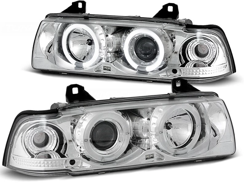 Scheinwerfer Angel Eyes Für BMW 3er E36 Limo Touring Bj. 90-99 Chrom 3 Scheinwerfer Angel Eyes Für BMW 3er E36 Limo Touring Bj. 90-99 Chrom
