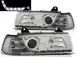 Scheinwerfer LED Tagfahrlicht Optik Für BMW 3er E36 Limo Touring Bj. 90-99 Chrom
