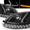 Scheinwerfer LED Tagfahrlicht Optik Für VW Golf 5 Jetta 5 Bj. 03-10 Schwarz Mit LED Blinker