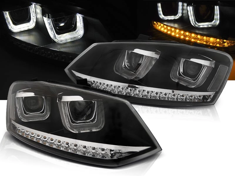 Scheinwerfer U-Tube LED Tagfahrlicht Optik Für VW Polo 6R 6C Bj. 09-17 Schwarz 3 Scheinwerfer U-Tube LED Tagfahrlicht Optik Für VW Polo 6R 6C Bj. 09-17 Schwarz