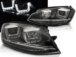 Scheinwerfer DRL LED Tagfahrlicht Für VW Golf 7 Bj. 12-16 Schwarz Chrom Mit LED Blinker