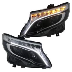 Voll LED Scheinwerfer Tagfahrlicht Für Mercedes V-Klasse / Vito W447 Bj. 14-23 Schwarz LED Blinker -Scheinwerfer MBVT447VLED 9 1280x1280