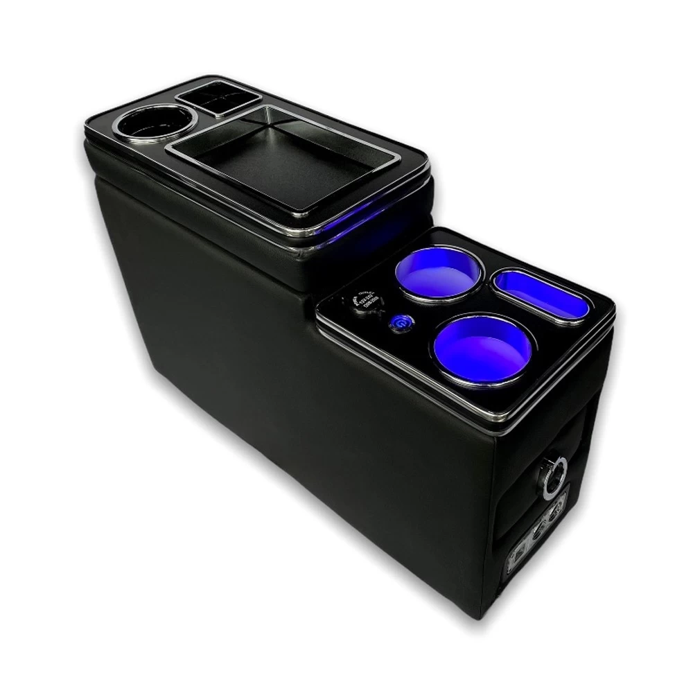 Upgrade USB Mittelkonsole Staufach Für Peugeot Traveller Mit LED Schwarz Glänzend 3 Upgrade USB Mittelkonsole Staufach Für Peugeot Traveller Mit LED Schwarz Glänzend