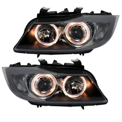 Scheinwerfer Angel Eyes Für BMW 3er E90 E91 Bj. 05-08 Schwarz